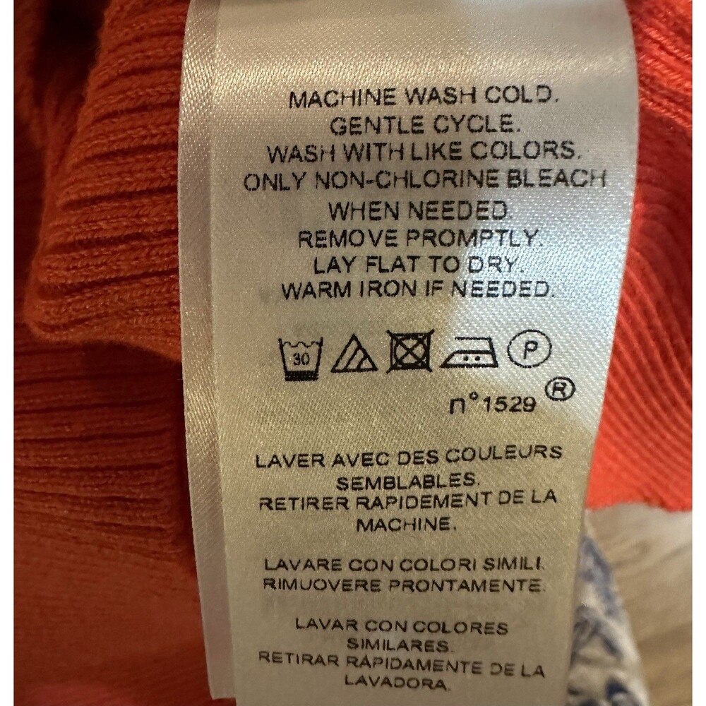 Lauren Ralph Lauren Red/Orange Ribbed Puff Sleeve Knit Top Size Small - Picture 5 of 8